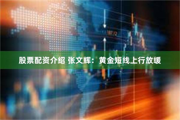 股票配资介绍 张文辉：黄金短线上行放缓