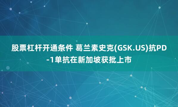 股票杠杆开通条件 葛兰素史克(GSK.US)抗PD-1单抗在新加坡获批上市