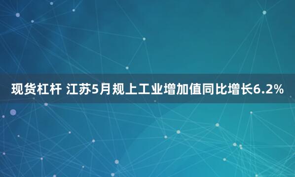 现货杠杆 江苏5月规上工业增加值同比增长6.2%